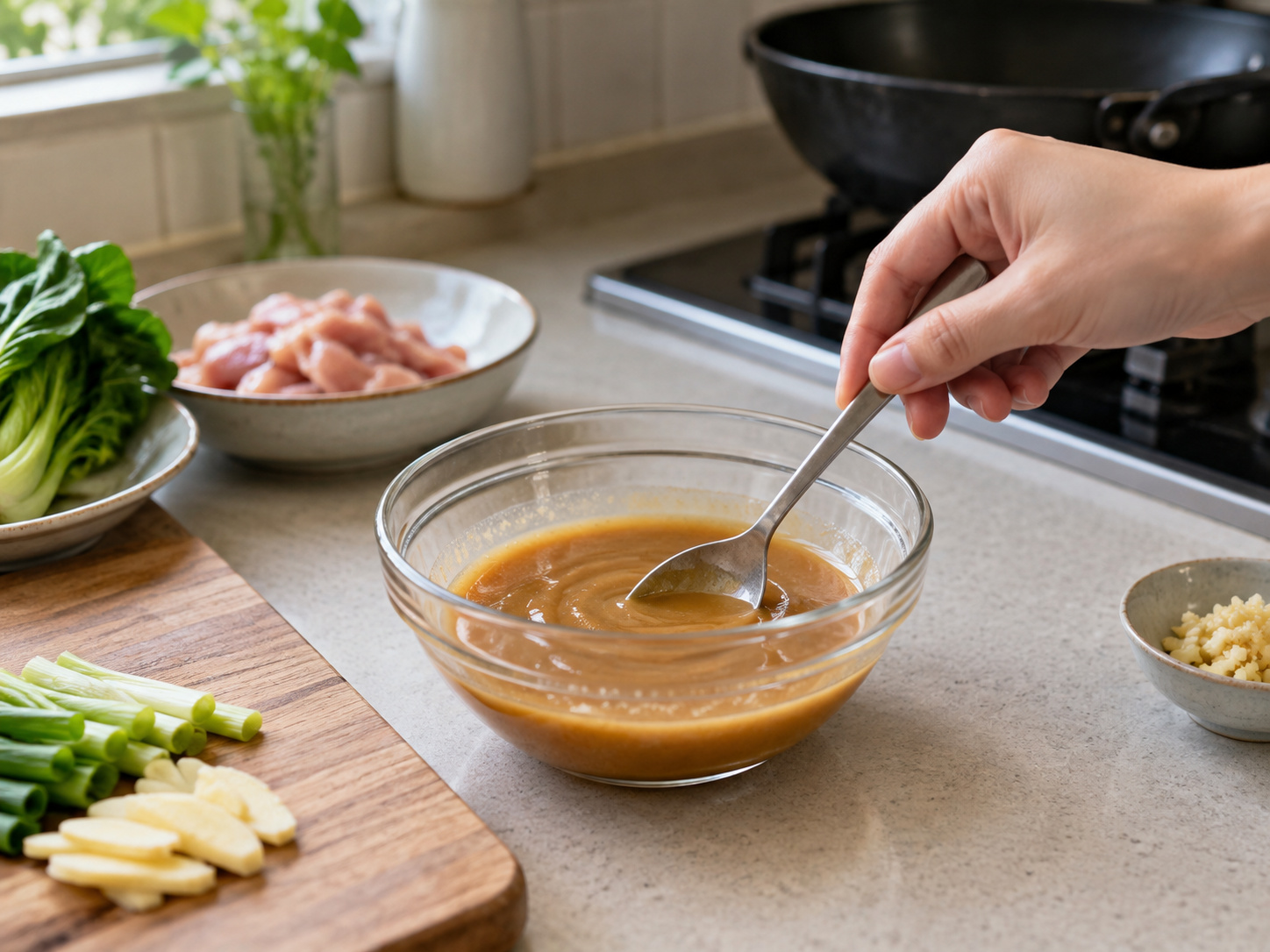 Cantonese Stir-fried Squid with Celery — Mix the sauce