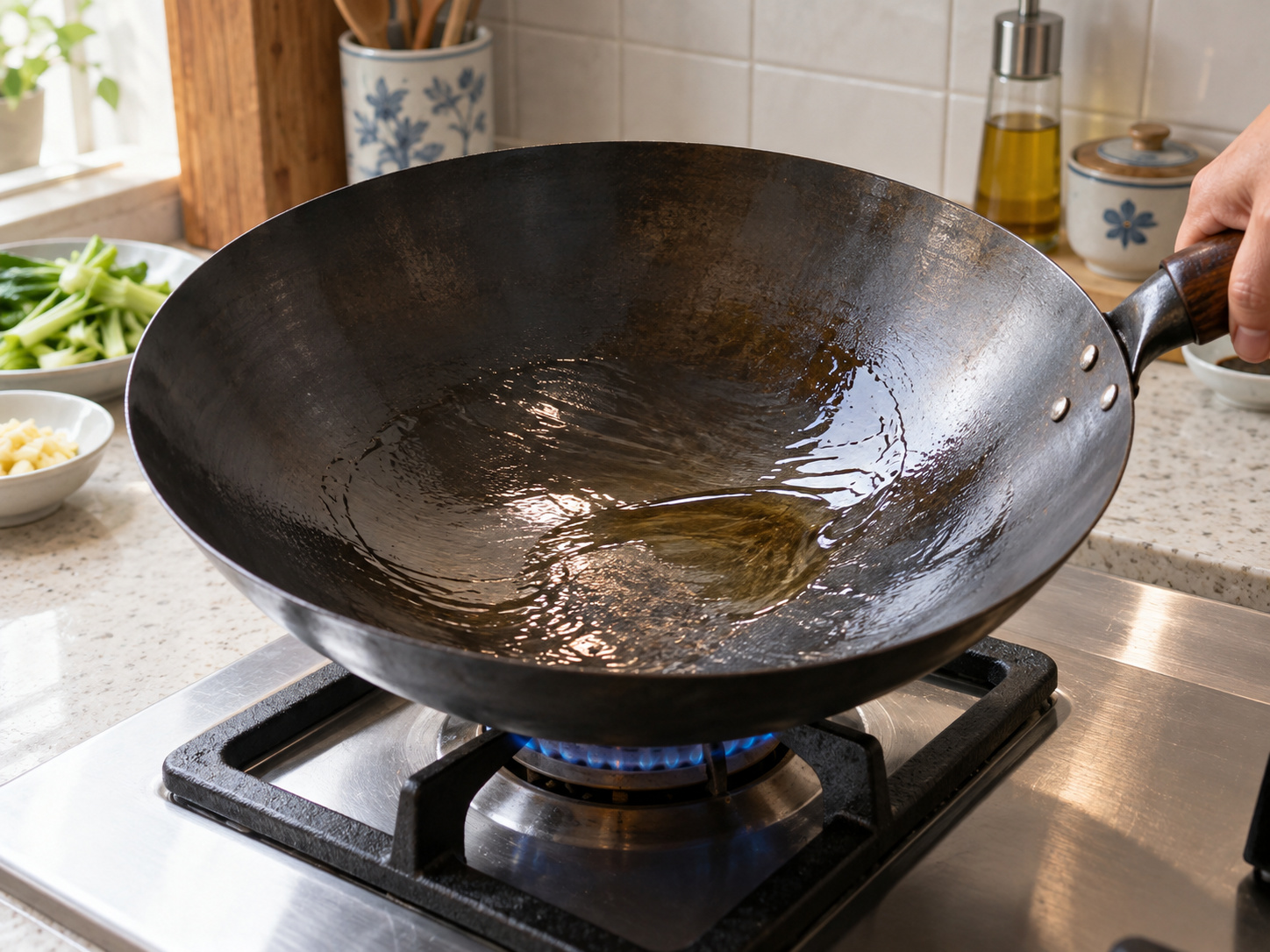 Cantonese Stir-fried Squid with Celery — Heat the wok