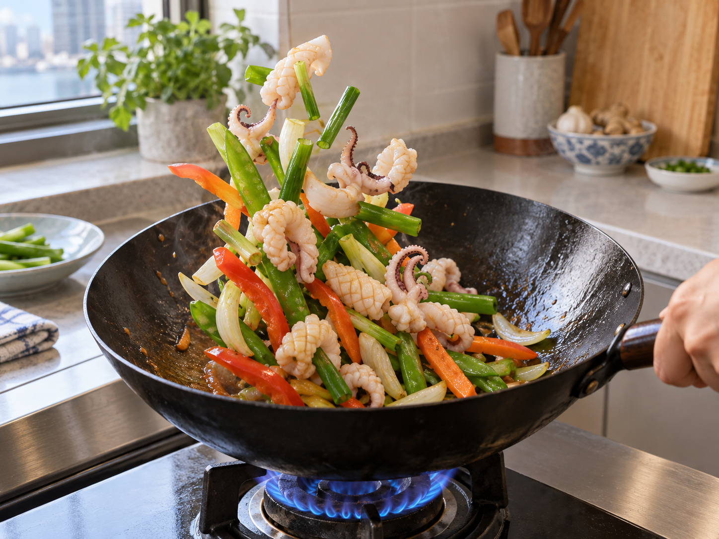 Cantonese Stir-fried Squid with Celery — Return the squid