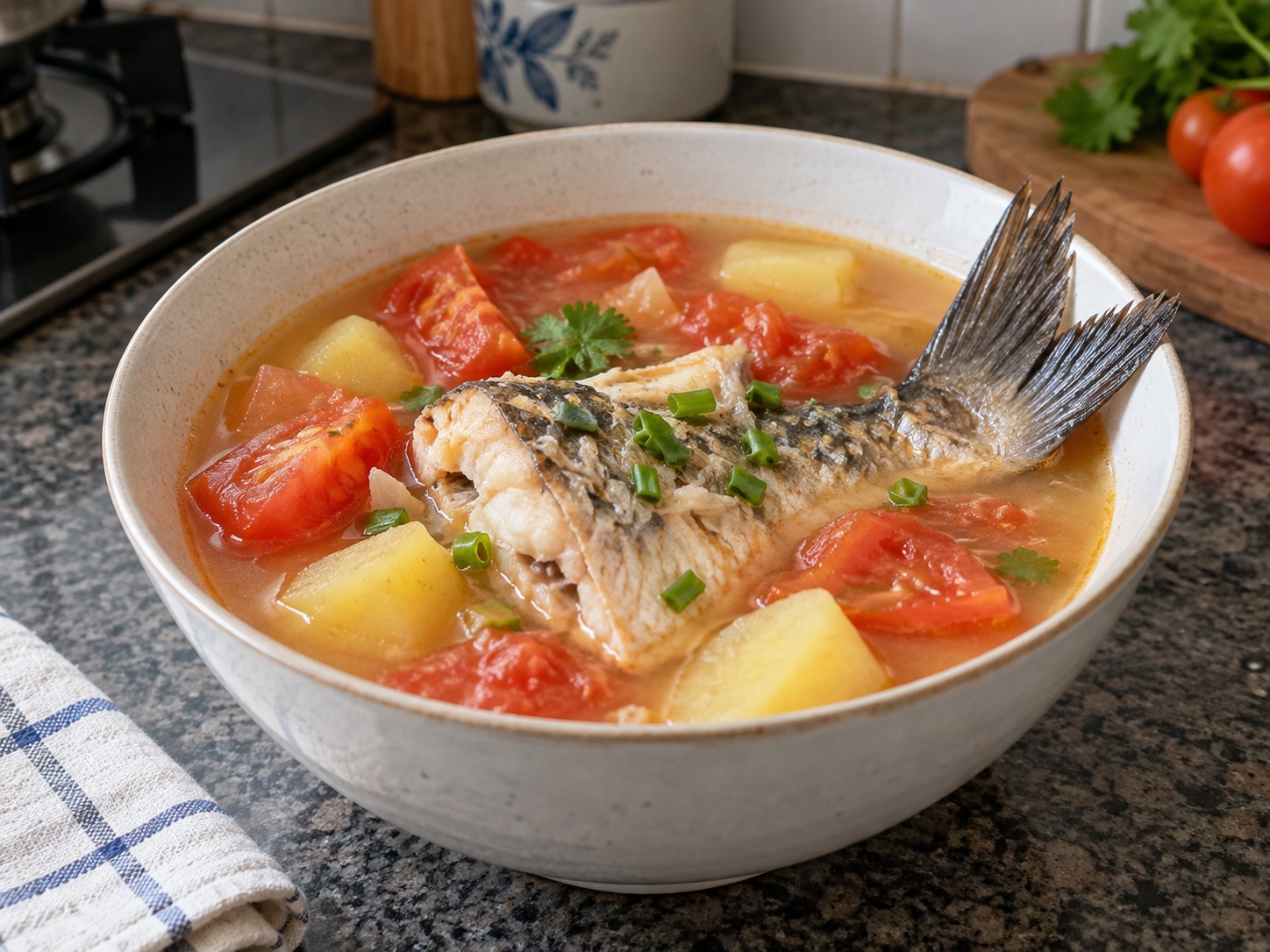 Cantonese Tomato Potato Fish Tail Soup — finished dish