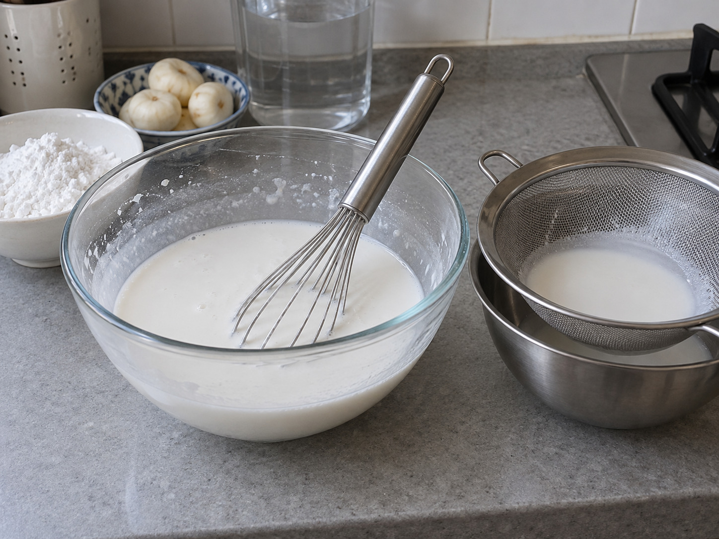 Cantonese Water Chestnut Cake — Mix cold slurry