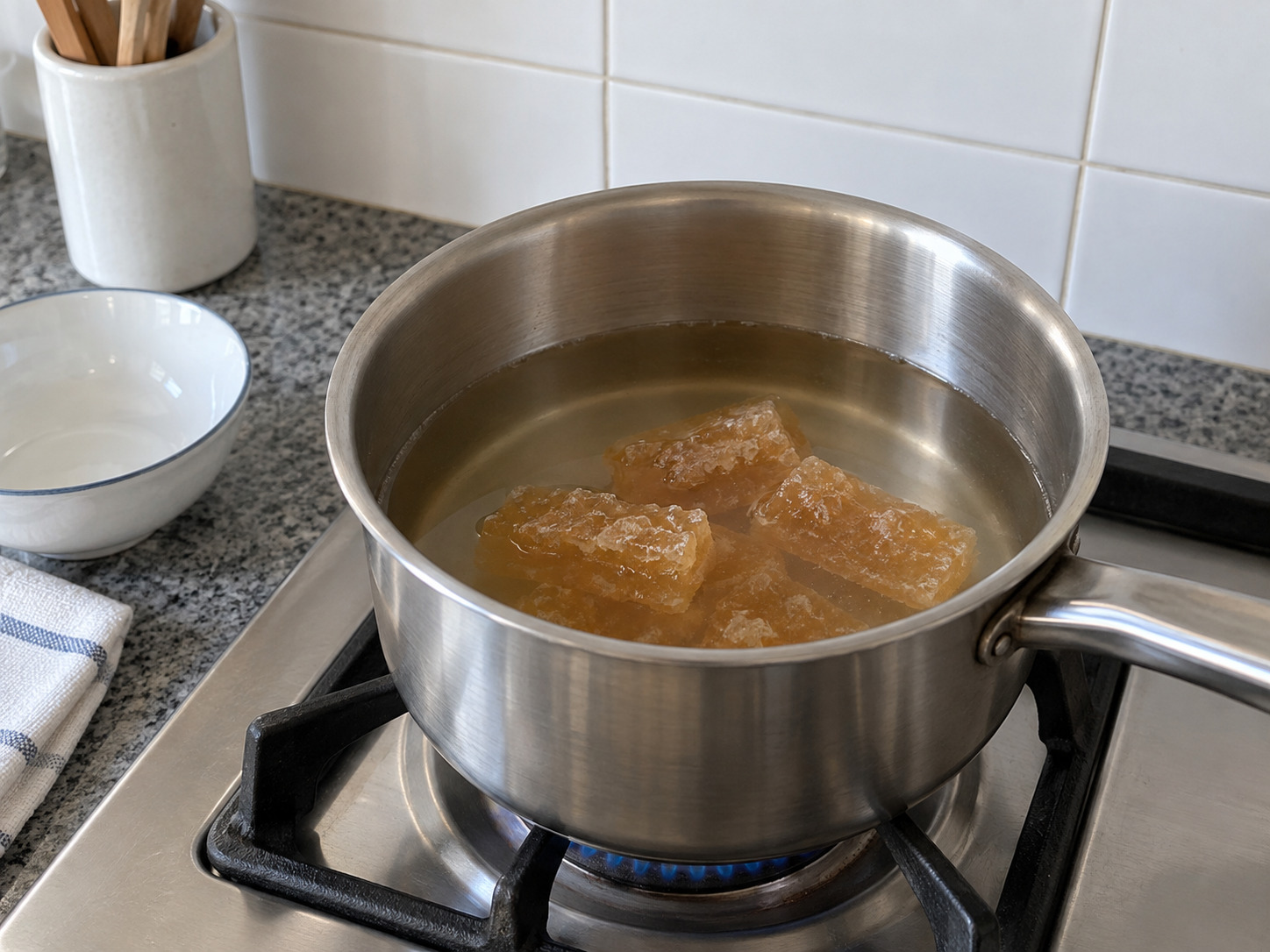 Cantonese Water Chestnut Cake — Dissolve slab sugar