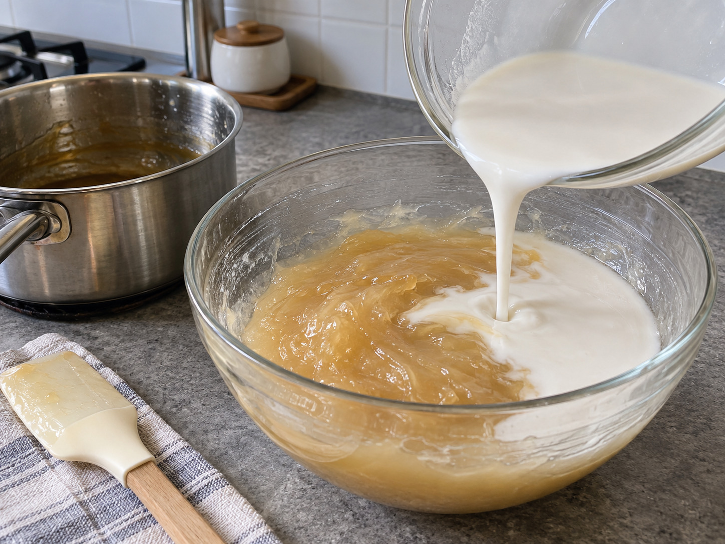 Cantonese Water Chestnut Cake — Combine batters