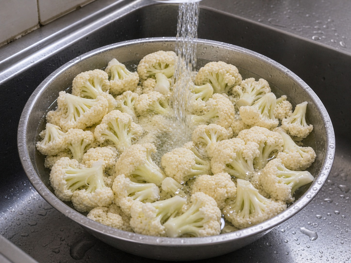 椰菜花炒肉片:清洗椰菜花