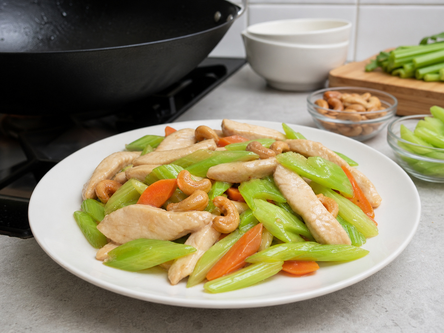 西芹腰果炒雞柳 Stir-fried Chicken Fillet with Celery and Cashews