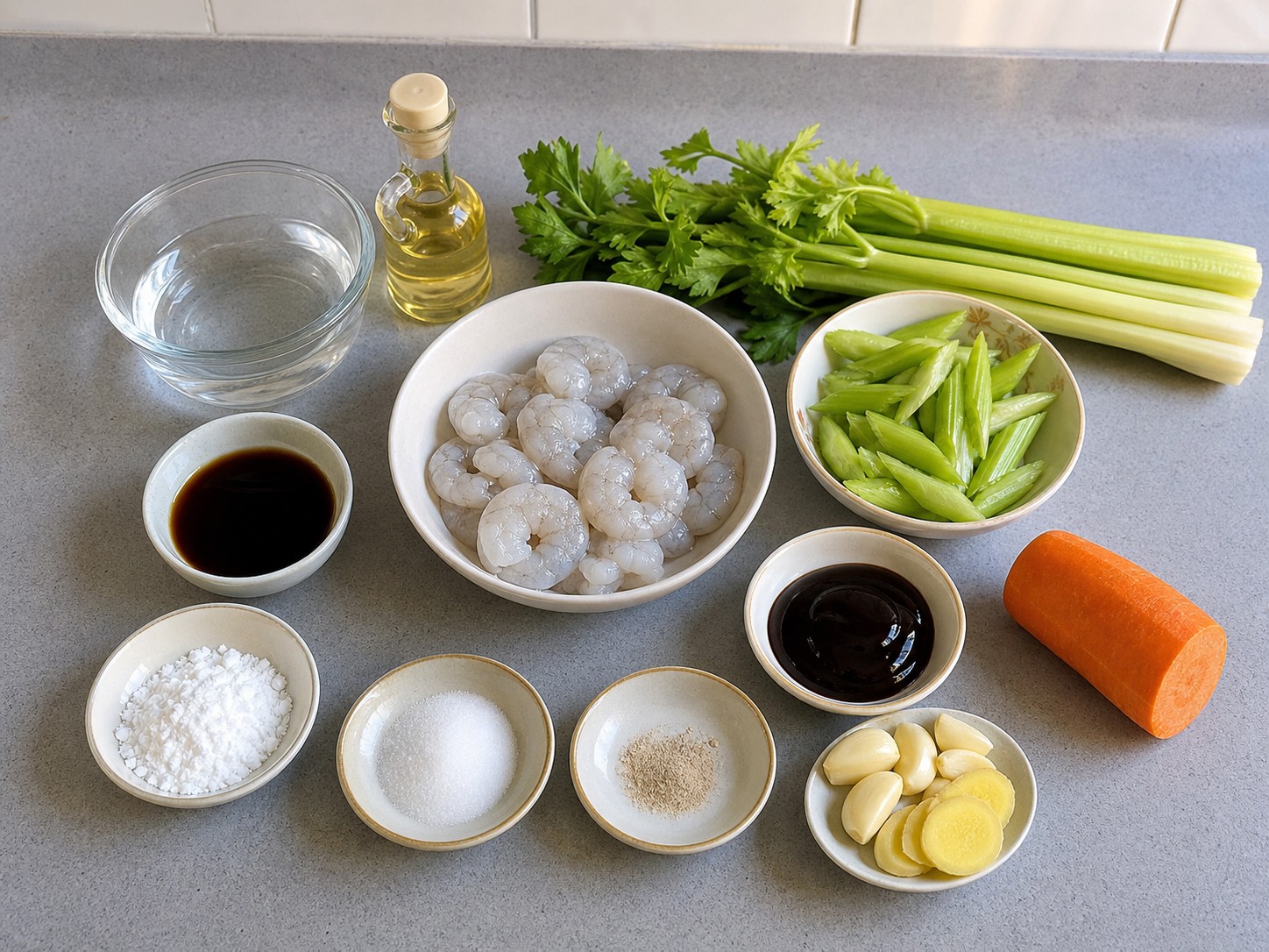 西芹炒蝦仁主要材料總覽