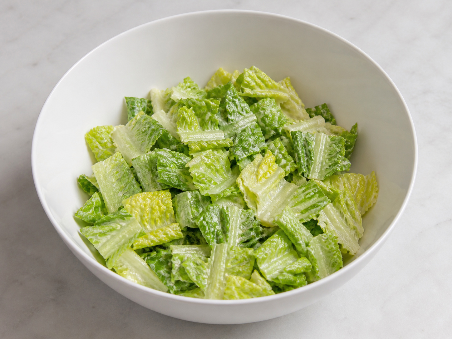 Chicken Caesar Salad — Dress the romaine