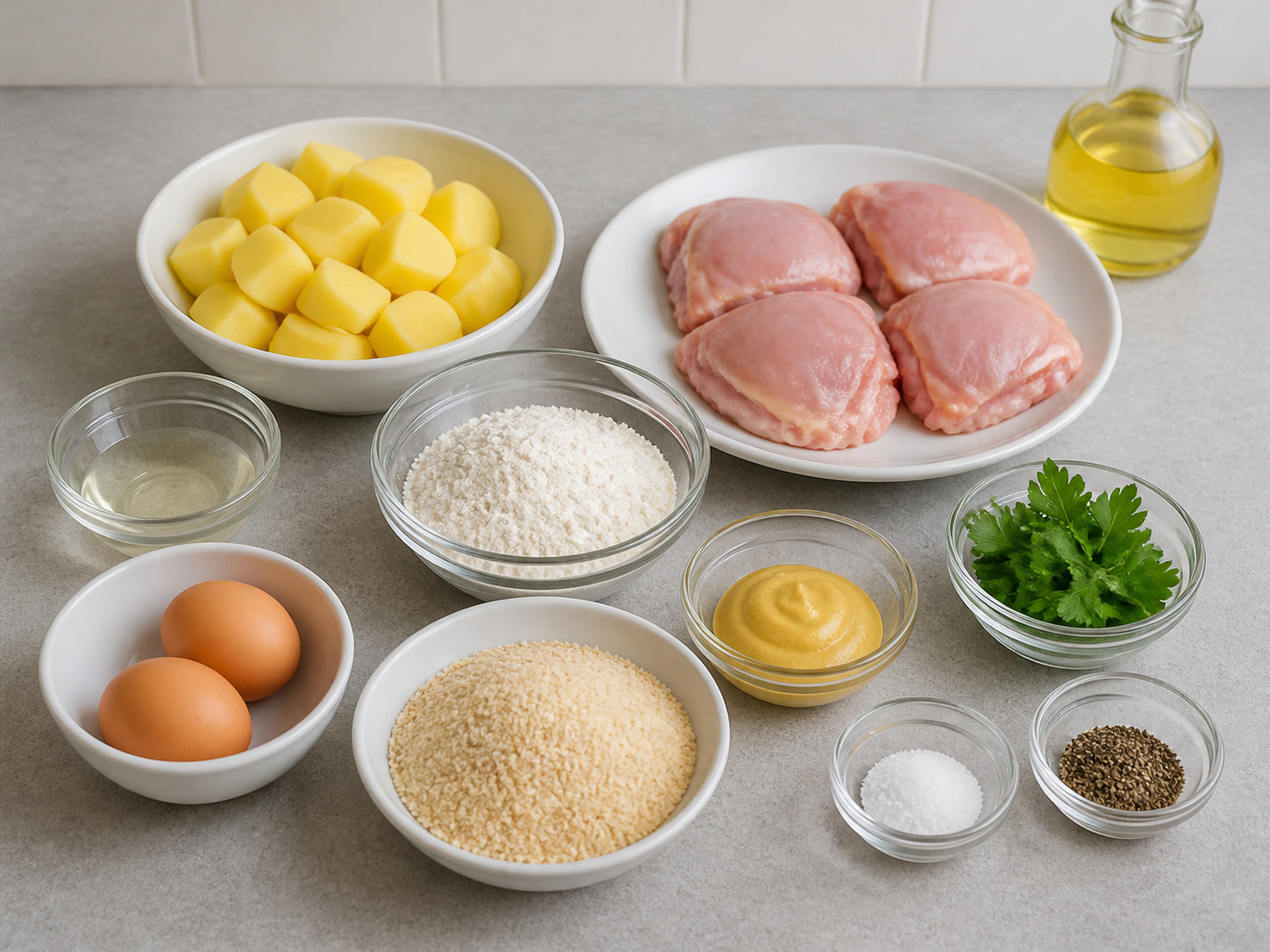 Chicken Schnitzel with Warm Potato Salad complete ingredient overview