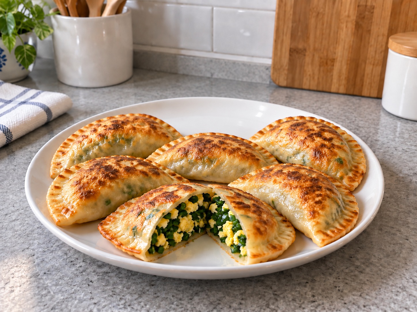 Chinese Chive and Egg Pockets — finished dish