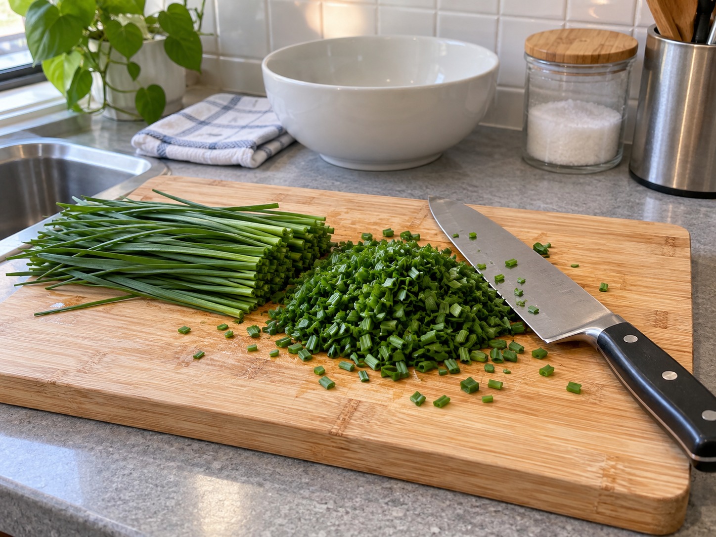 Chinese Chive and Egg Pockets — Wash and dry chives fully, then chop