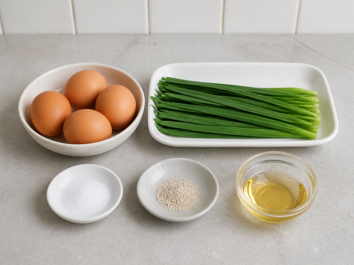 All ingredients for Chinese Chive Omelette