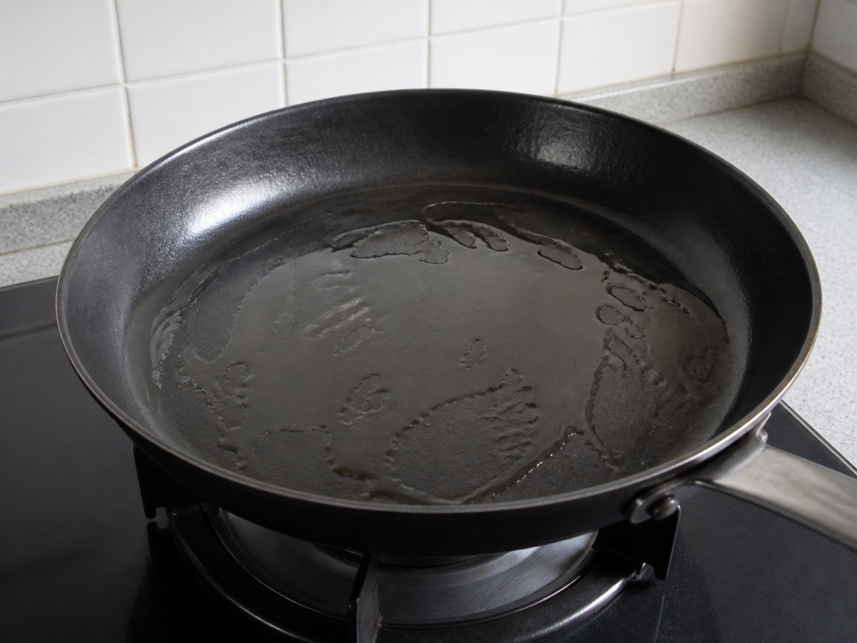 Chinese Chive Omelette: Add cooking oil