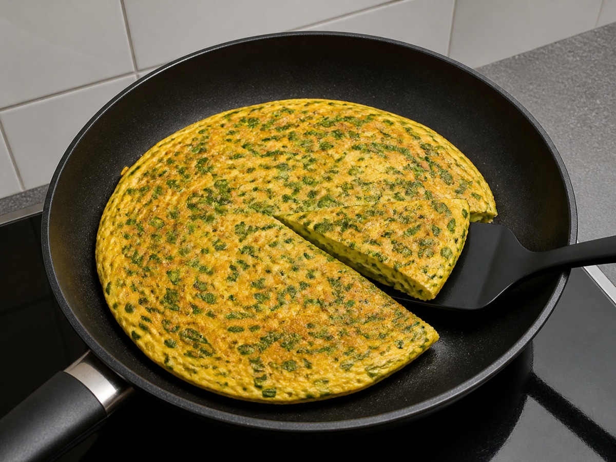 Chinese Chive Omelette: Check doneness