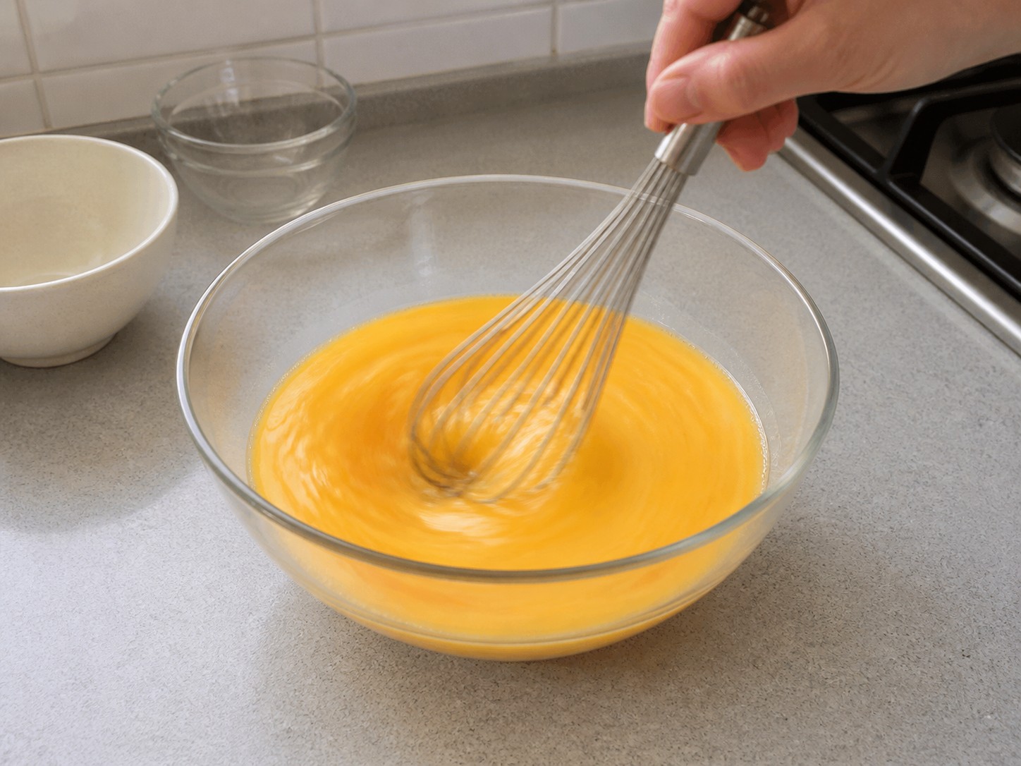 Steamed Egg Custard with Clams — step 5: Beat eggs gently