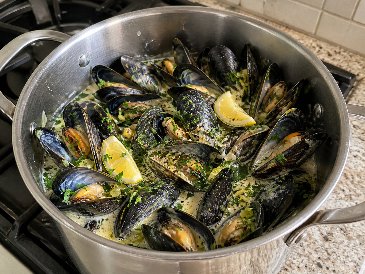 Creamy Dijon Mussels na may Leeks: Tapusin ang pagtimpla