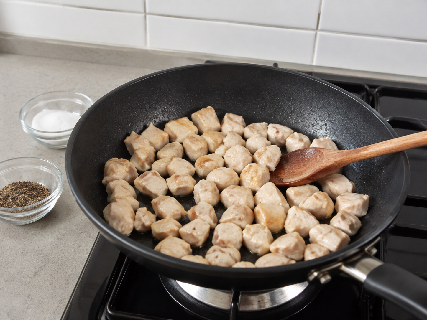 把雞肉煮熟: 把雞肉煮熟。按本食譜所列份量和次序操作;確認畫面所示食材狀態後才進入下一步。
