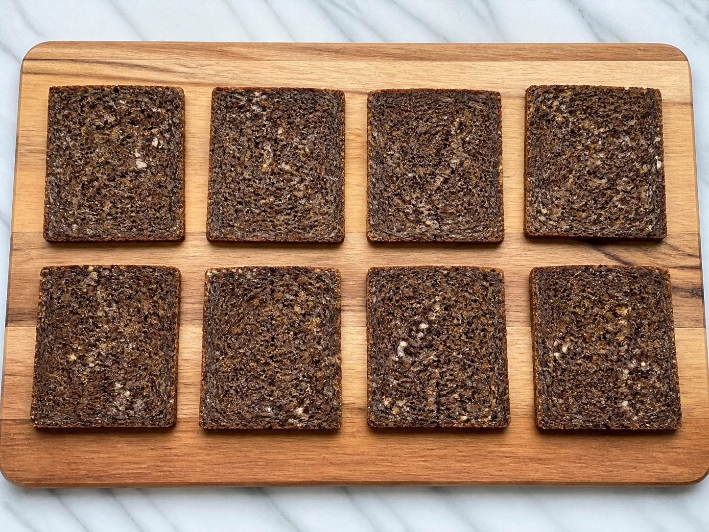 Danish Rye Sandwiches na may Roast Beef at Remolatsa — Ilatag ang rye bread sa malinis na sangkalan