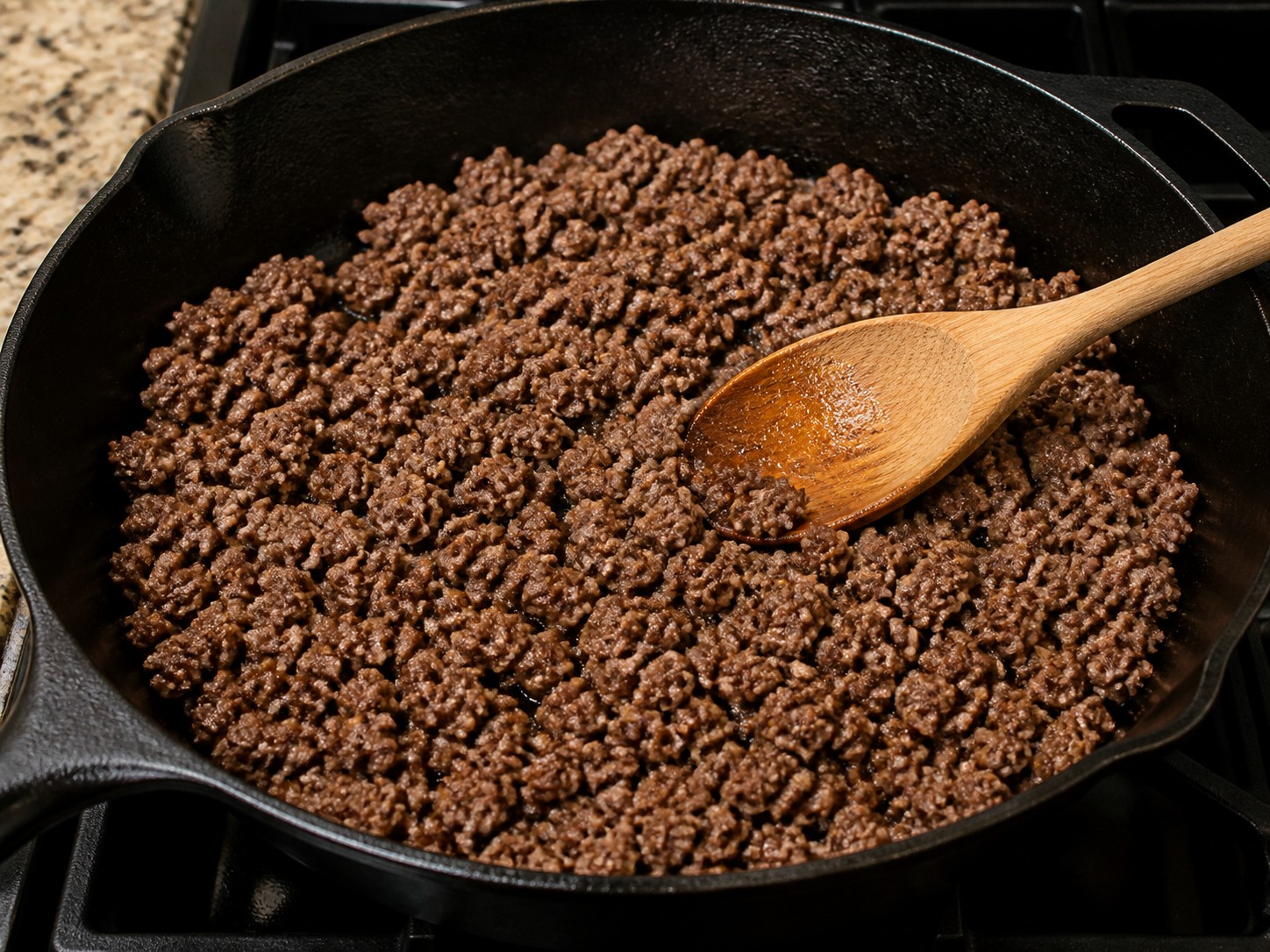 卡真風味肉腸牛肉燴椰菜：炒熟牛肉