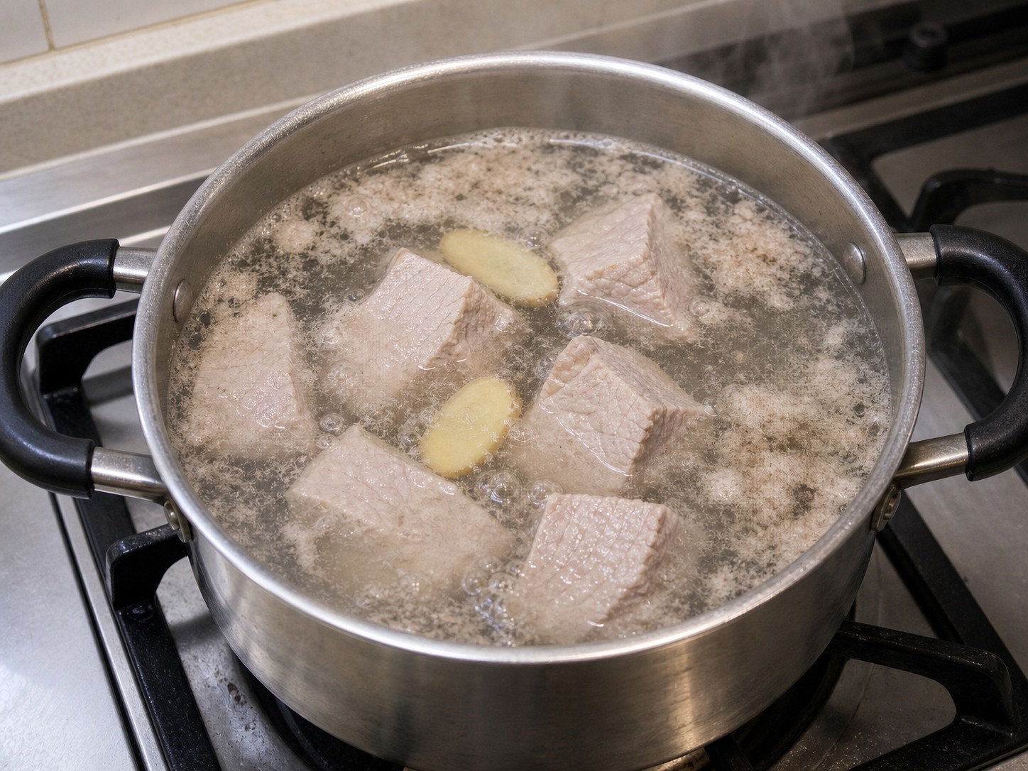 白菜乾羅漢果瘦肉湯:瘦肉汆水