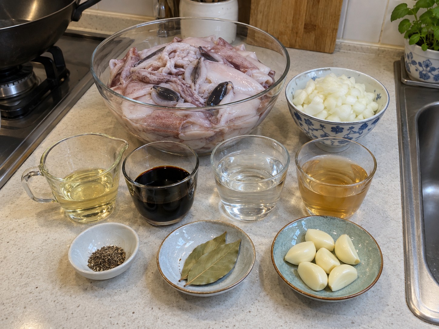 菲律賓墨汁醋燴魷魚 — 材料