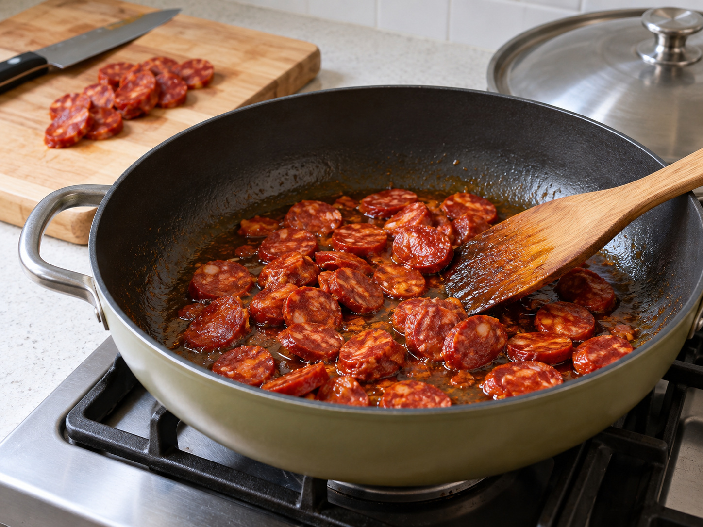 Arroz Valenciana — Idagdag ang chorizo