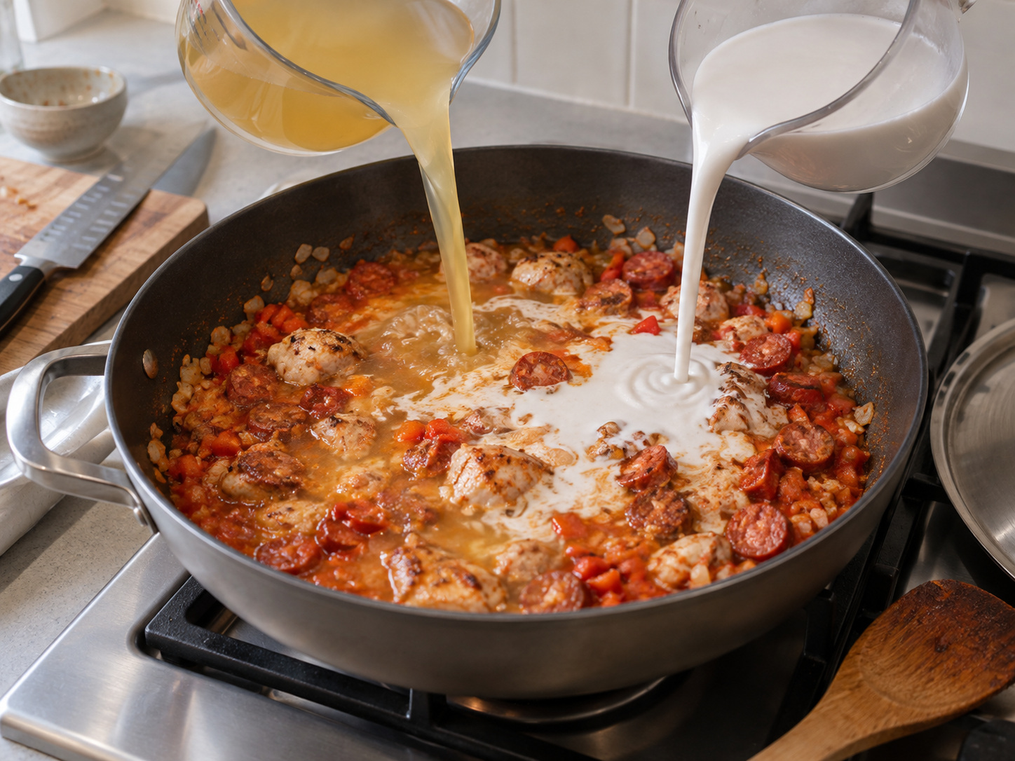 Arroz Valenciana — Ibuhos ang sabaw at gata
