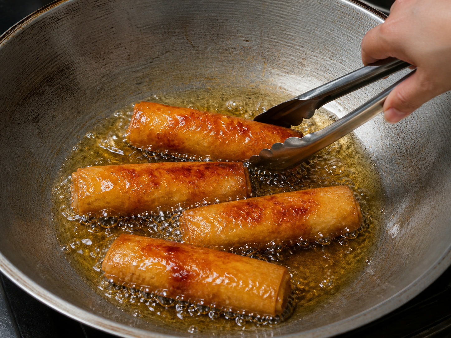 Filipino Caramelised Banana Turon: Turn and caramelise