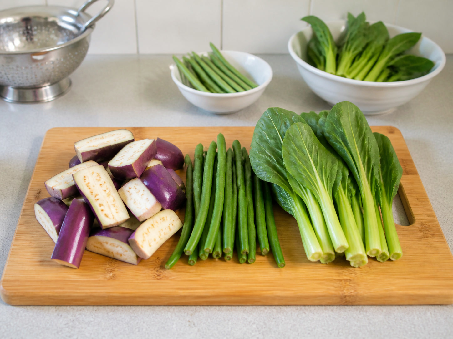 Filipino Beef Kare-Kare: Prepare the vegetables