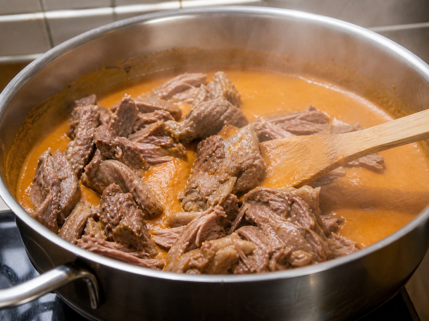 Filipino Beef Kare-Kare: Add the tender beef