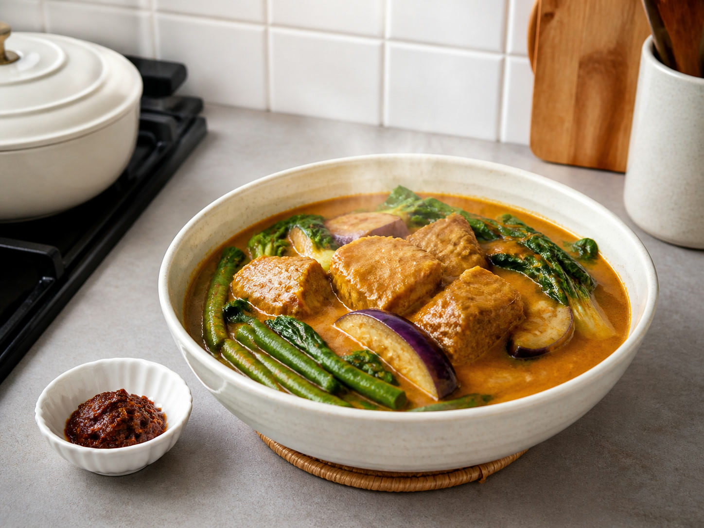 Filipino Beef Kare-Kare: Rest and serve