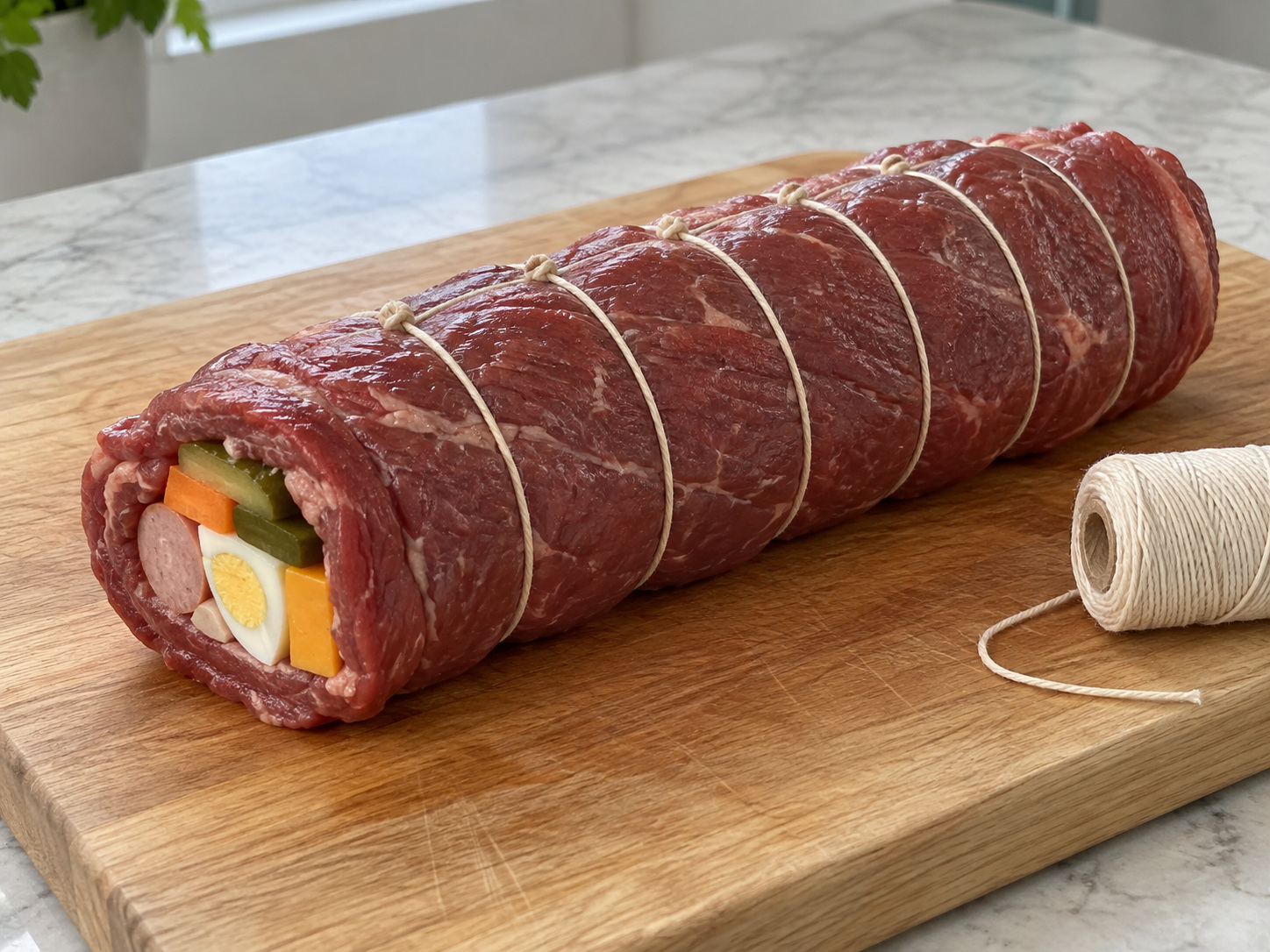 菲律賓釀牛肉卷 Morcon — 由有餡的一端緊實捲起牛肉