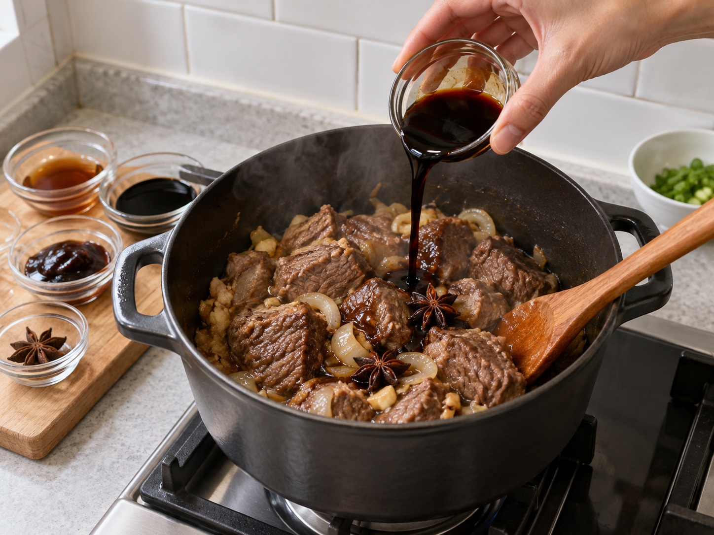 Semur Daging Sapi Pares Filipina — Masukkan saus