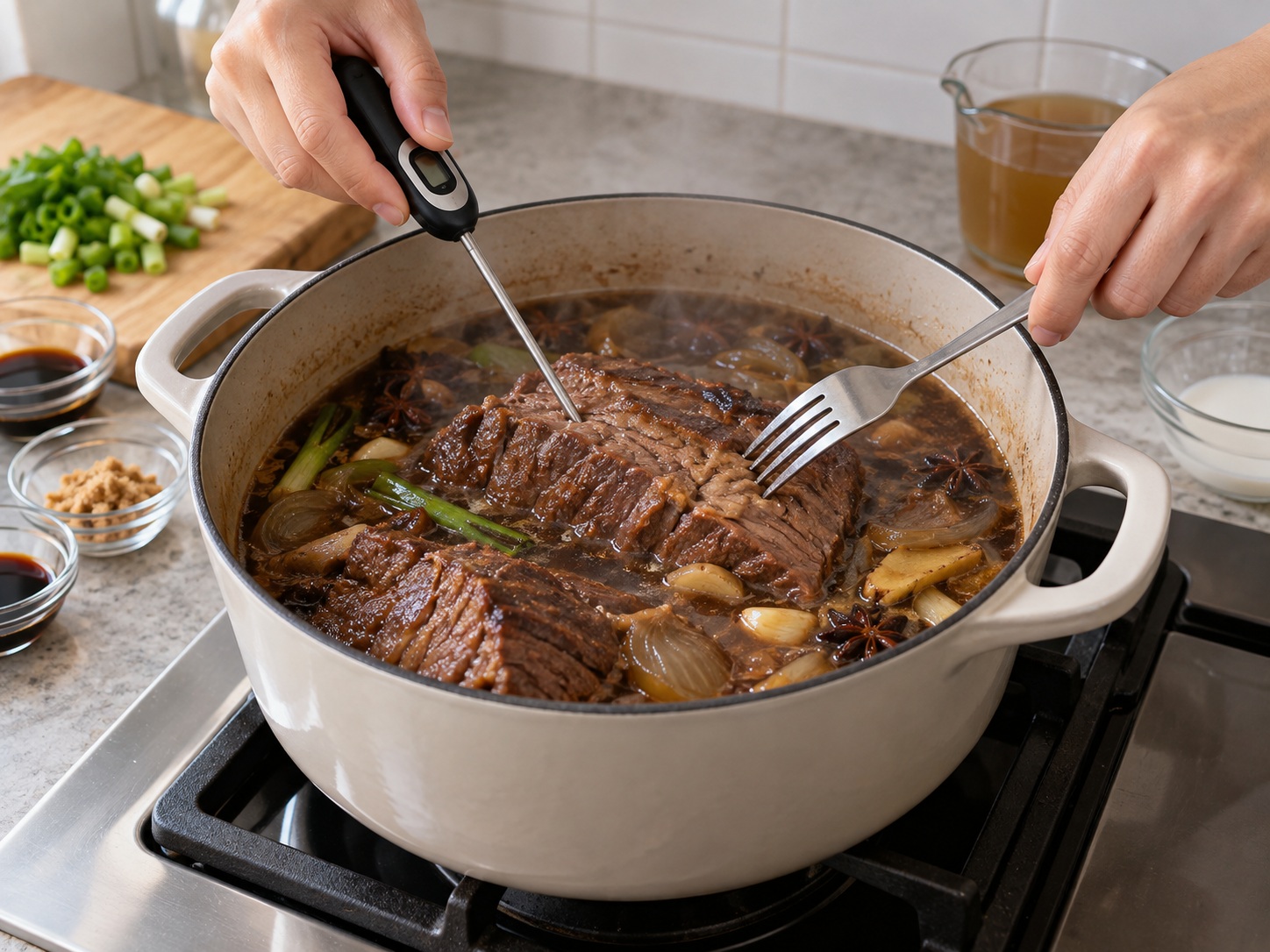 Semur Daging Sapi Pares Filipina — Periksa keempukan