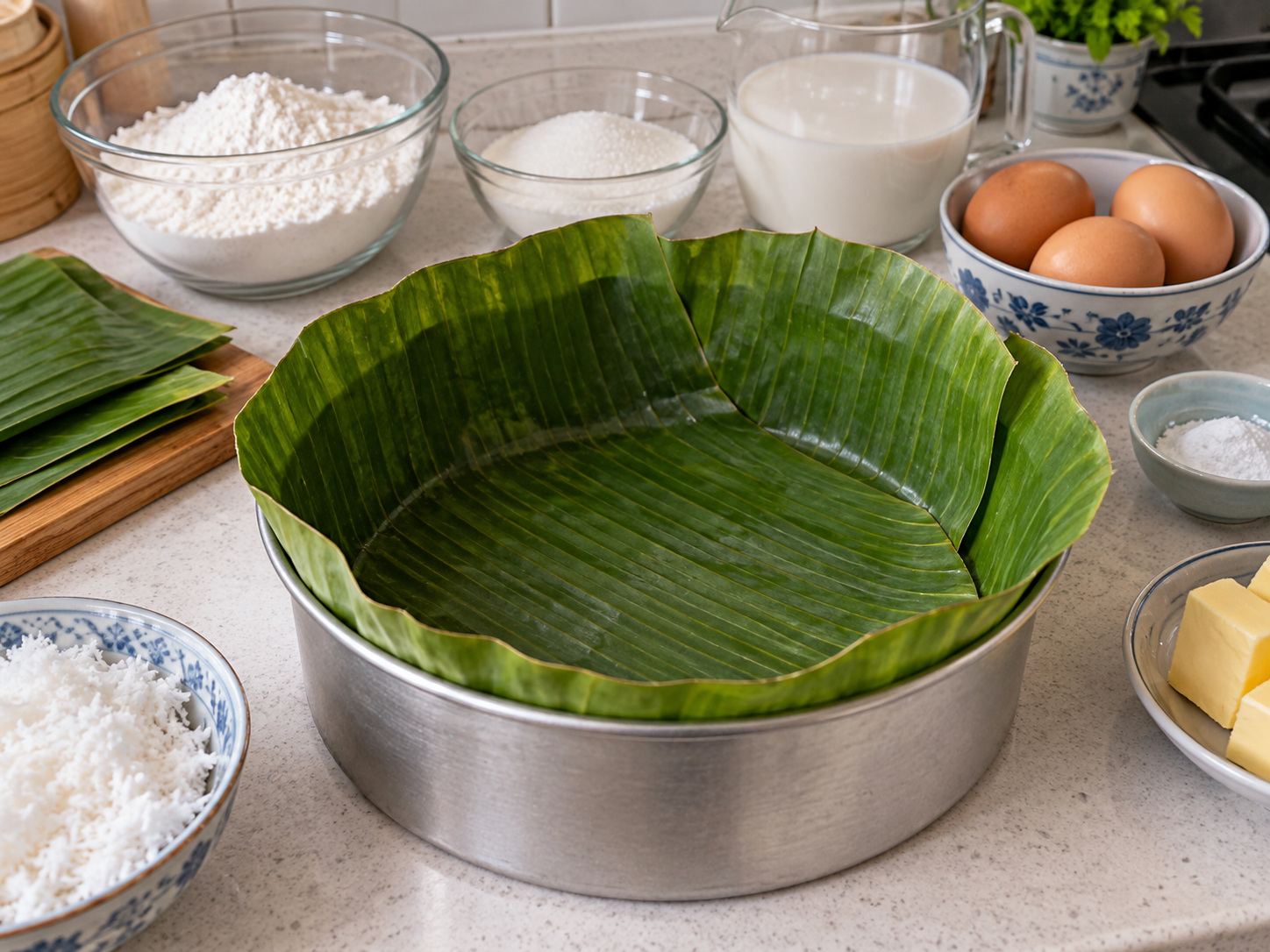 菲律賓椰香米糕 Bibingka — 鋪入圓模
