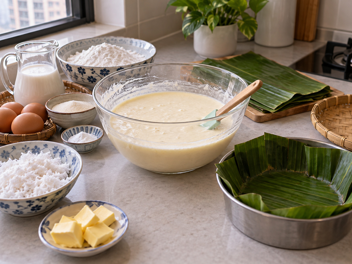 菲律賓椰香米糕 Bibingka — 拌成無粉粒麵糊