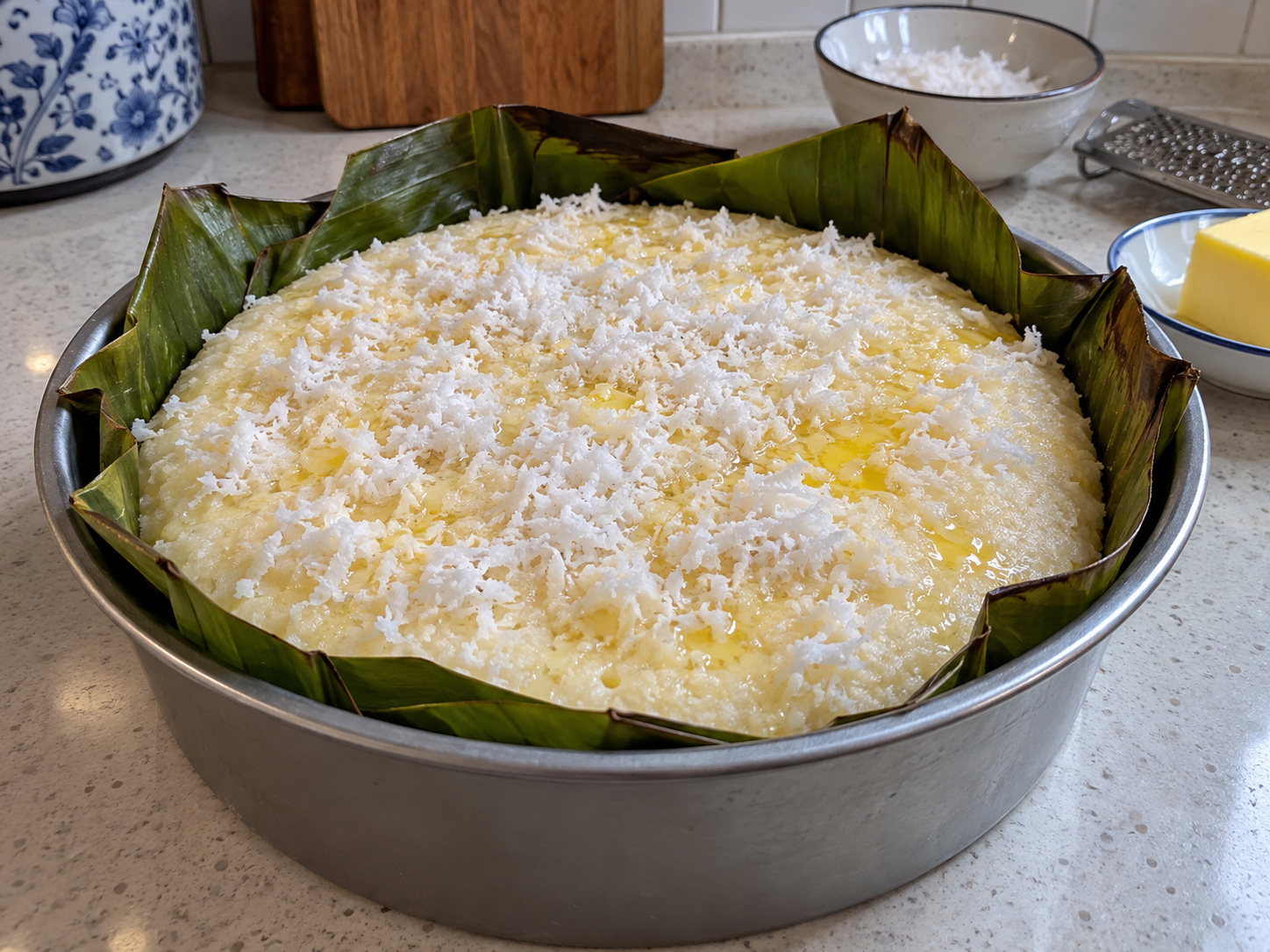 菲律賓椰香米糕 Bibingka — 抹牛油撒椰絲