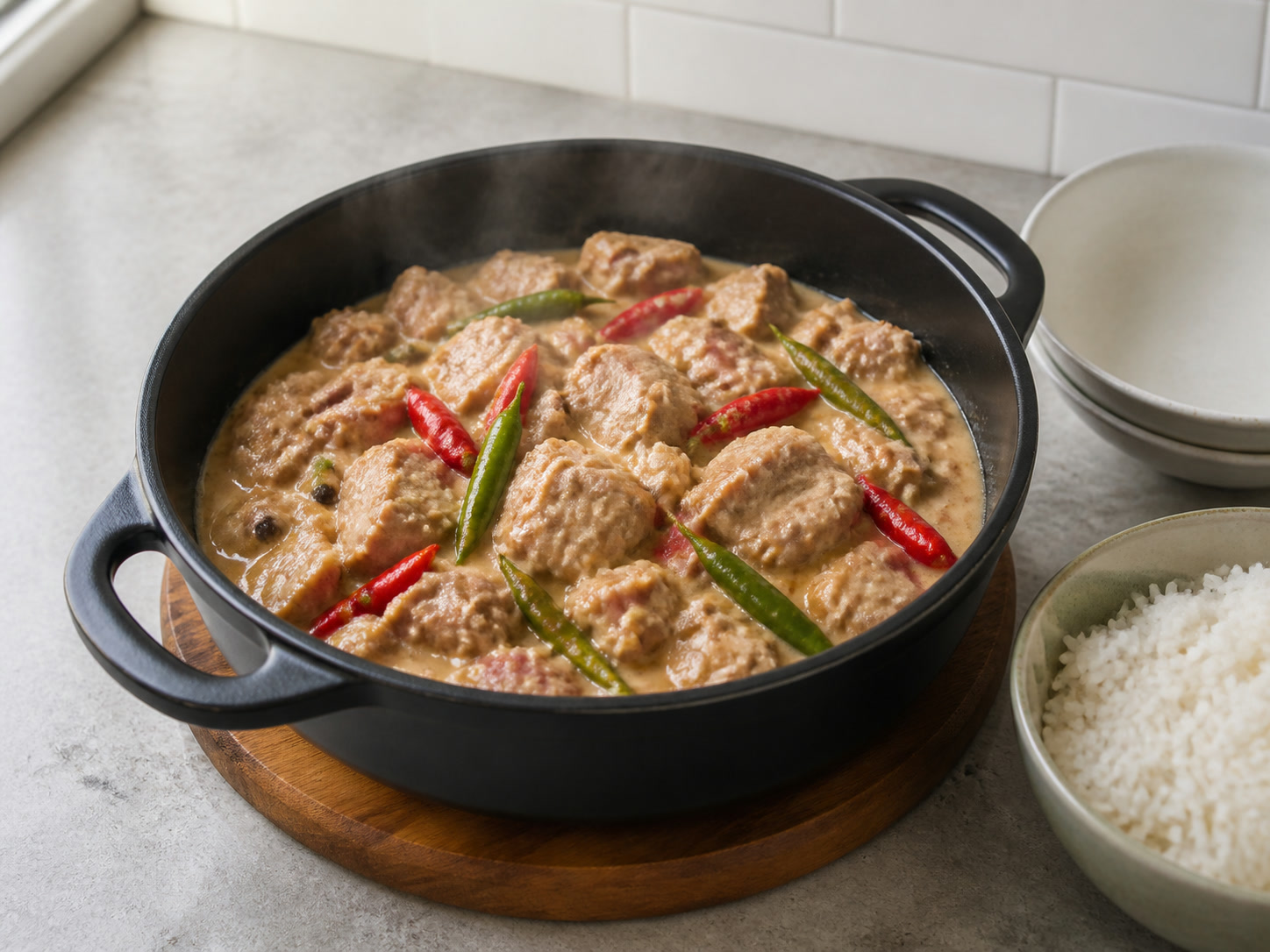 Babi Bicol Express dengan Santan: Diamkan dan sajikan