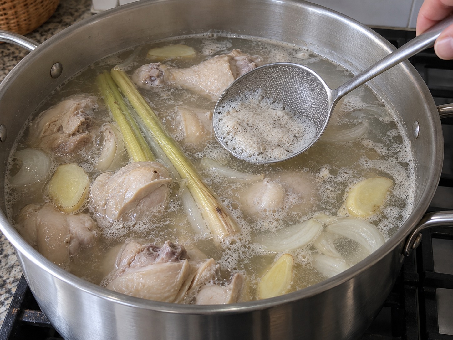 Binakol Coconut Chicken Soup — Skim the broth