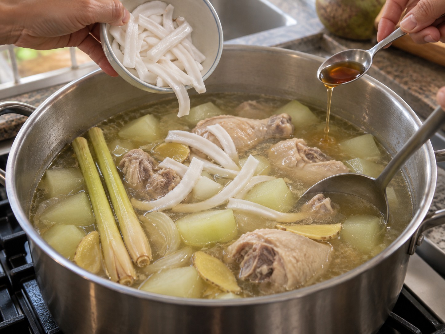 Binakol Coconut Chicken Soup — Add coconut and fish sauce