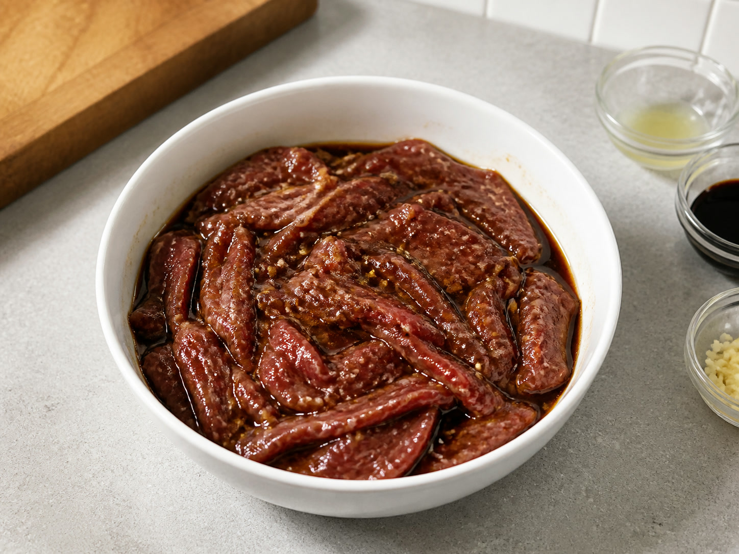 Bistek Tagalog Daging Sapi: Marinasi daging