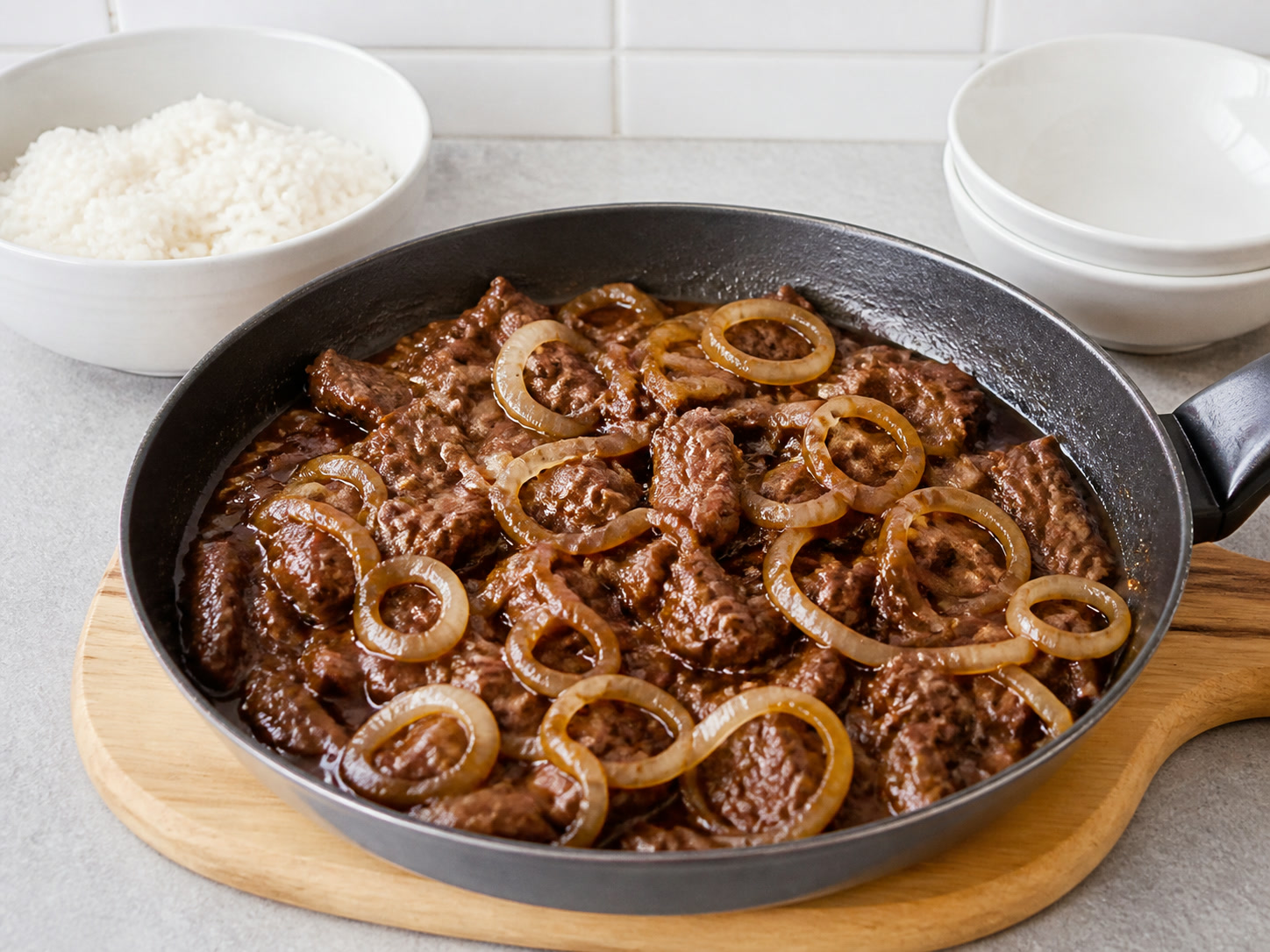 Bistek Tagalog Daging Sapi: Diamkan dan sajikan