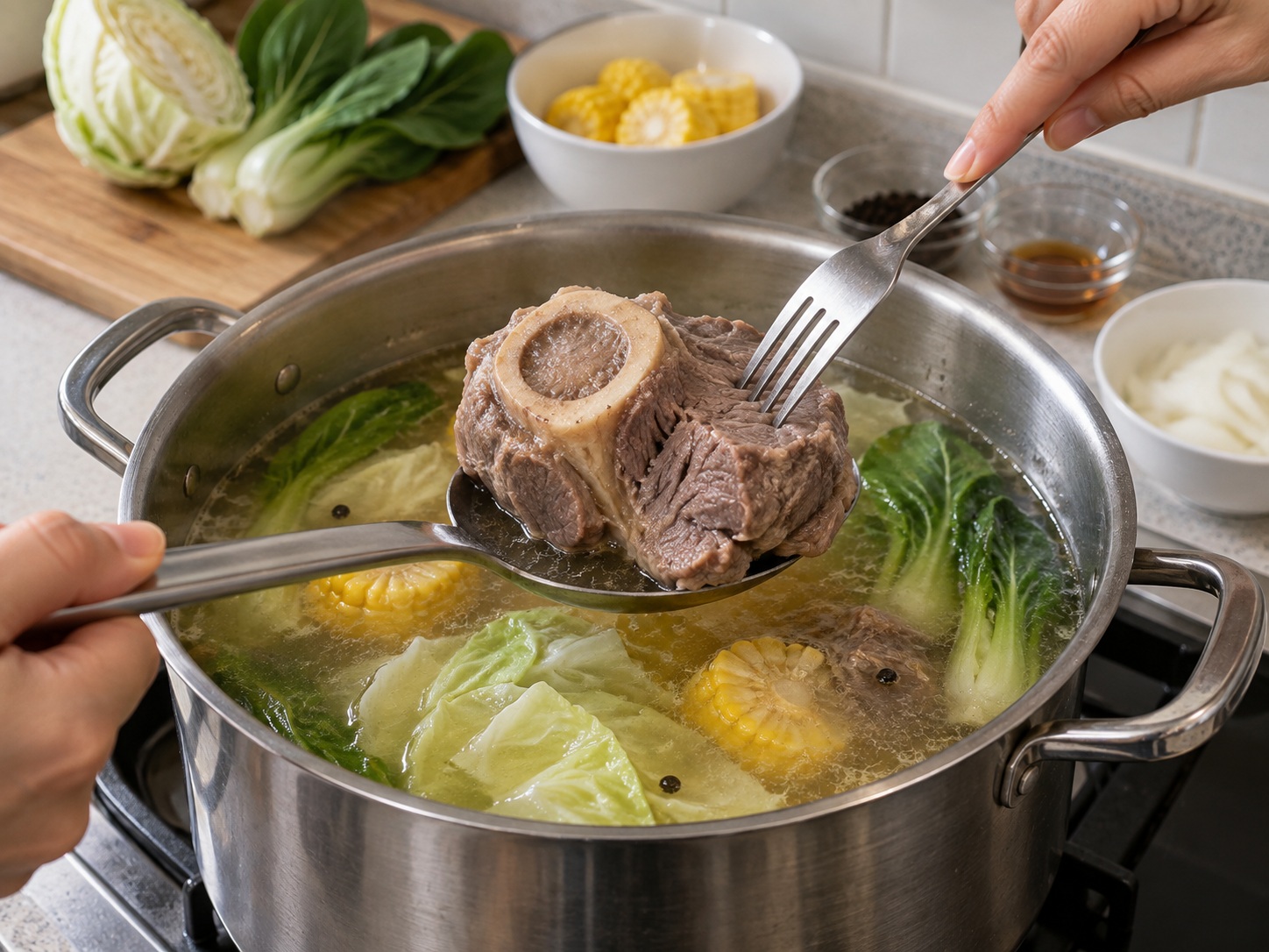 菲律賓牛骨髓牛腱湯 — 初查肉質