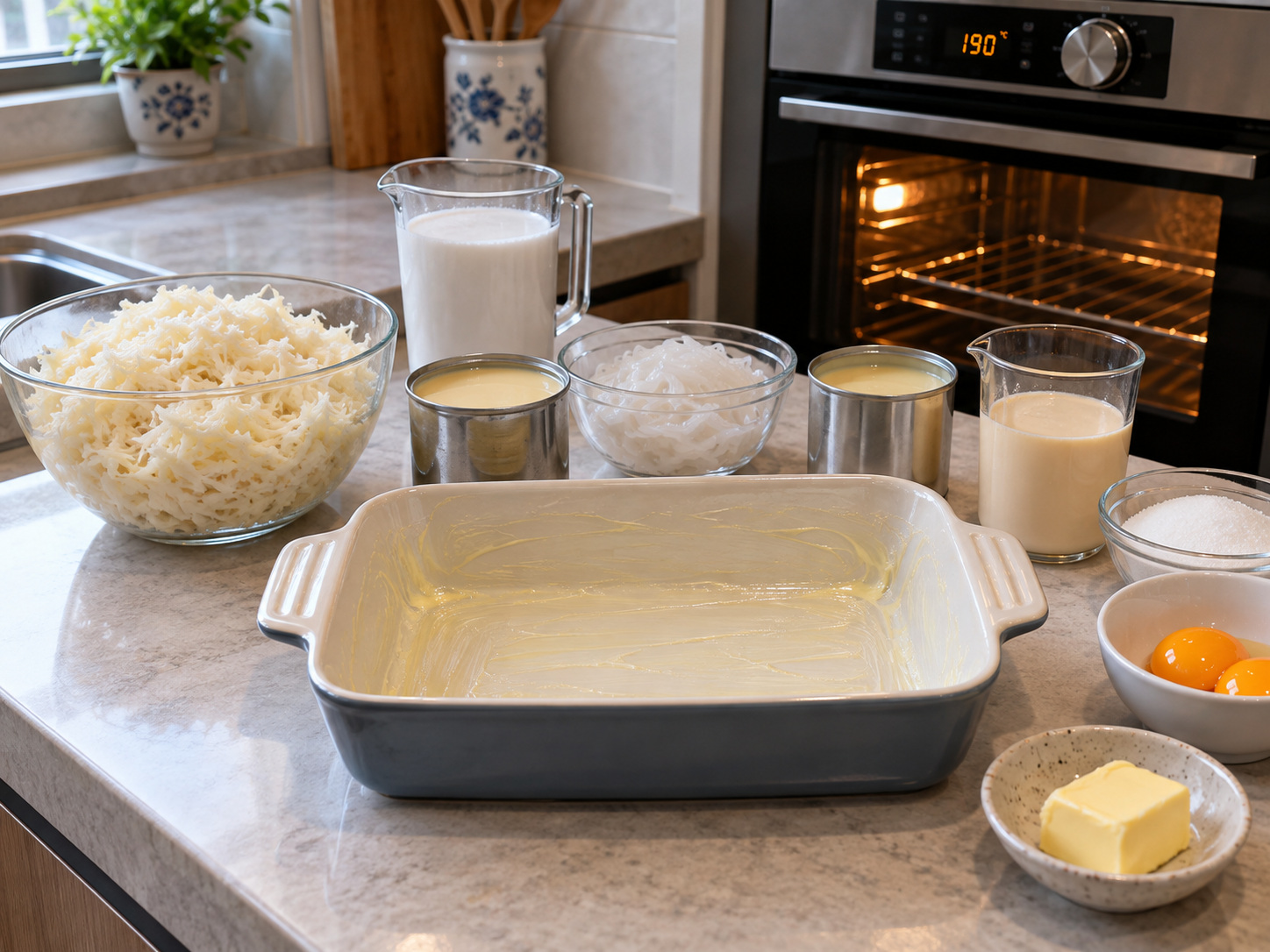菲律賓木薯椰奶糕 Cassava Cake — 焗爐預熱至190°C