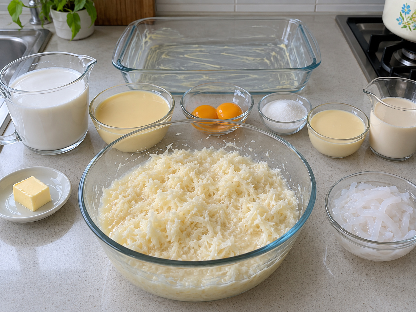 菲律賓木薯椰奶糕 Cassava Cake — 確認碎木薯已去皮、完全解凍