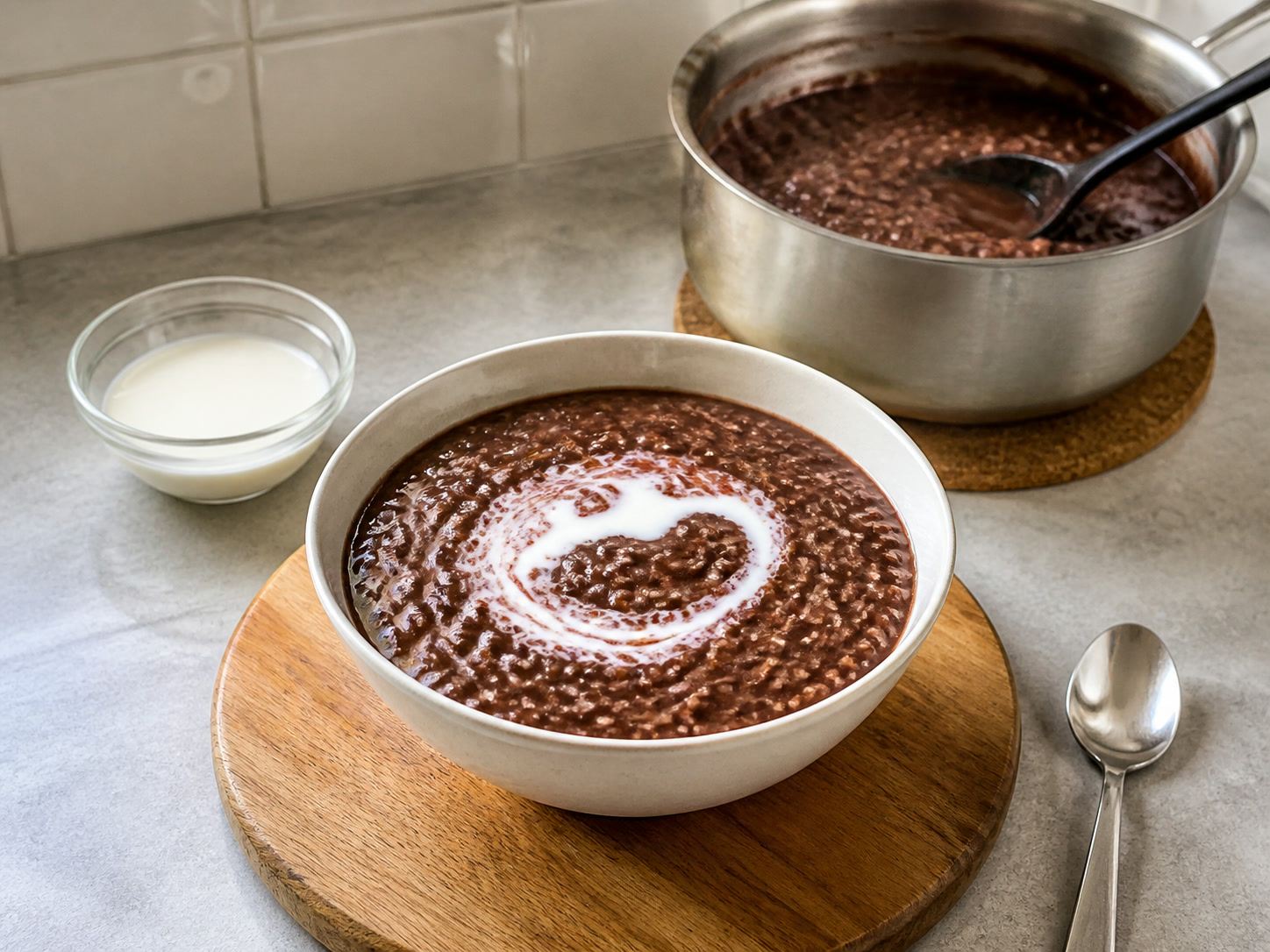 Champorado: Ihain na may gatas