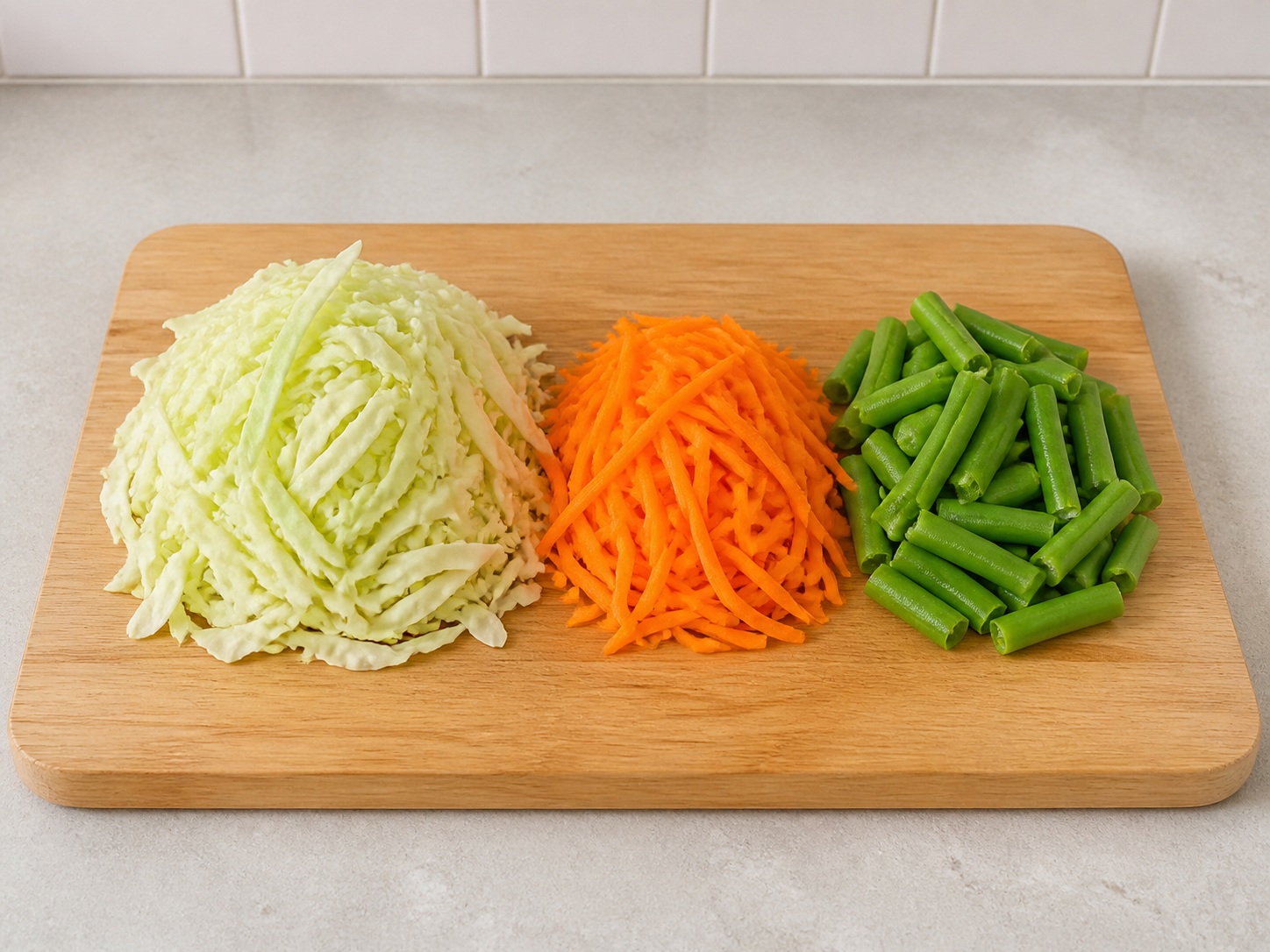 Filipino Chicken Pancit Canton — Cut vegetables