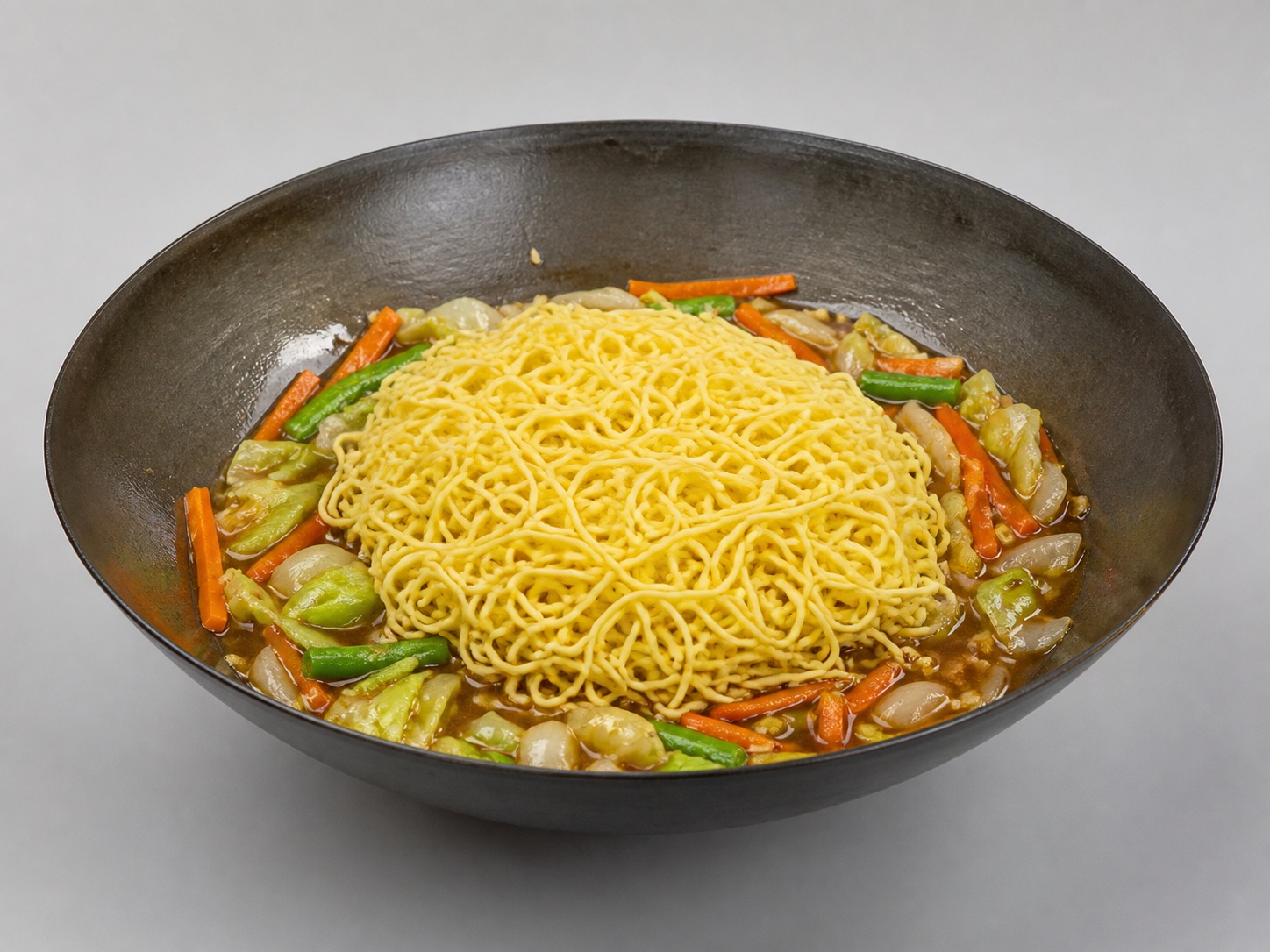 Filipino Chicken Pancit Canton — Add sauce and noodles