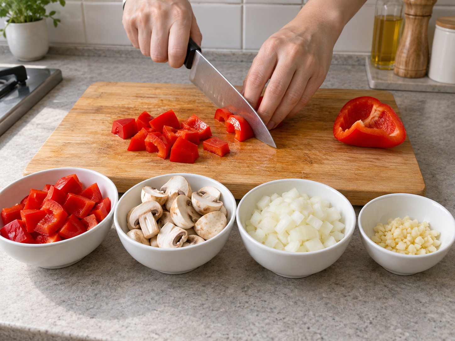 Filipino Chicken Pastel — Cut remaining ingredients