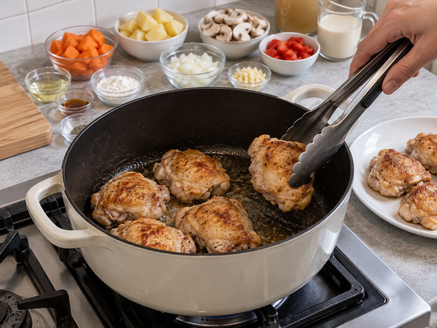 Filipino Chicken Pastel — Sear chicken