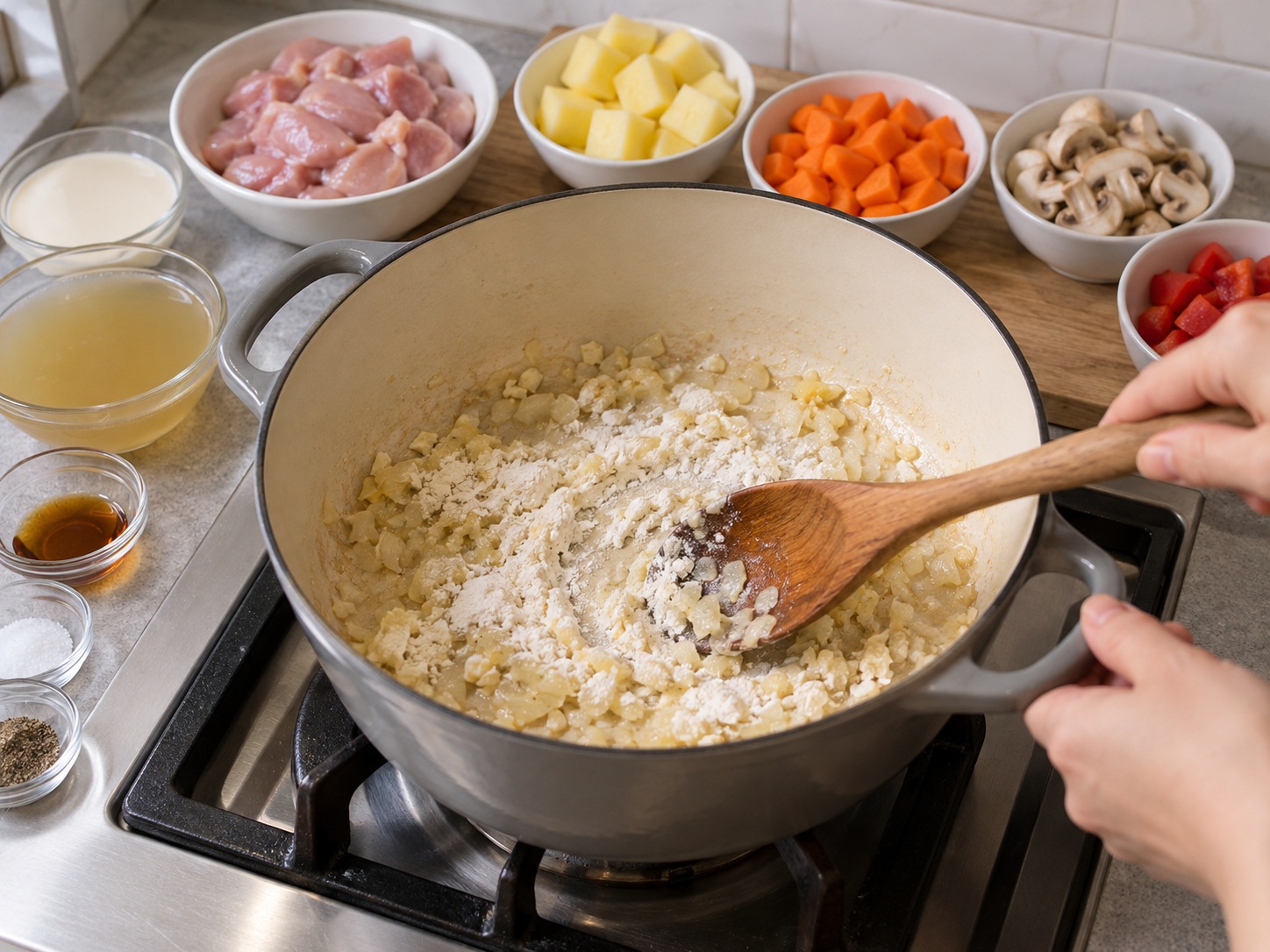 Filipino Chicken Pastel — Cook the flour